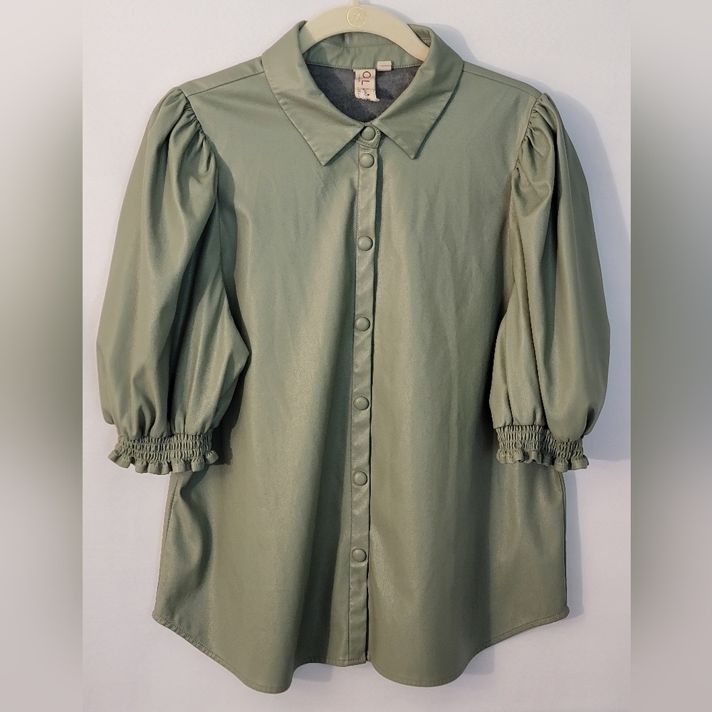Anthropologie Dolan Left Coast Collection Faux Leather Top Size M